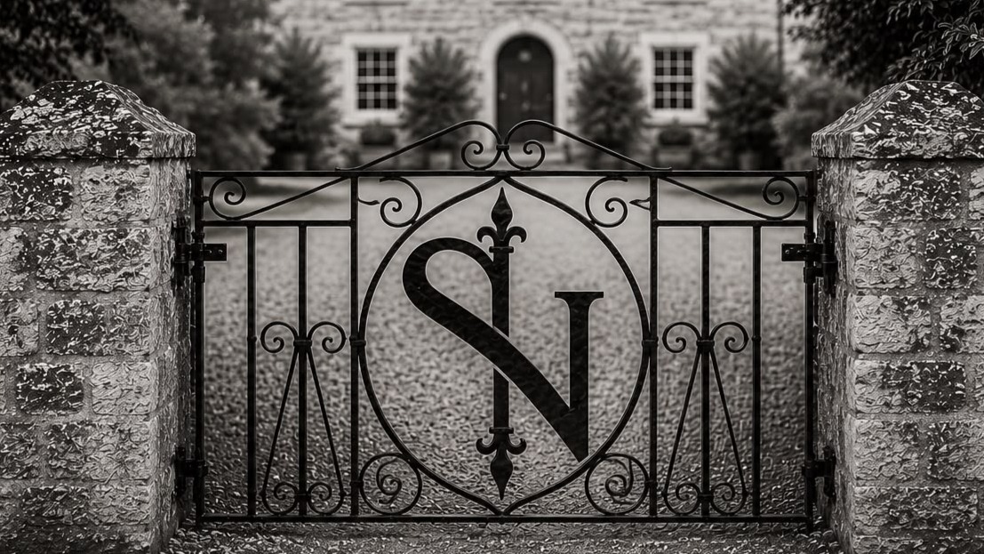 A traditional gate leading towards a listed building