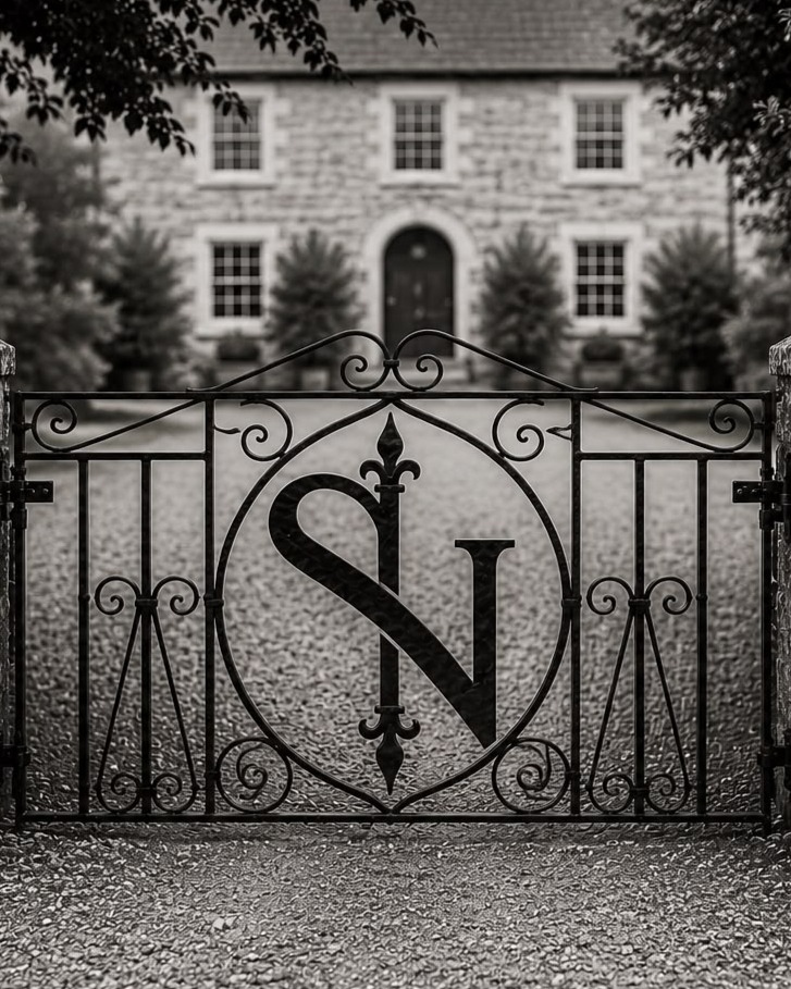 A traditional gate leading towards a listed building